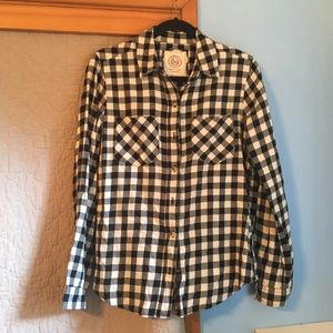 SO Authentic American Heritage Black and White Checkered Flannel Size La…